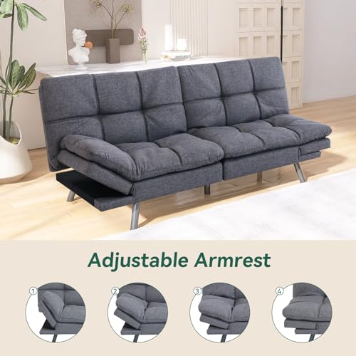 Convertible Memory Foam Futon Sofa Bed - Grey