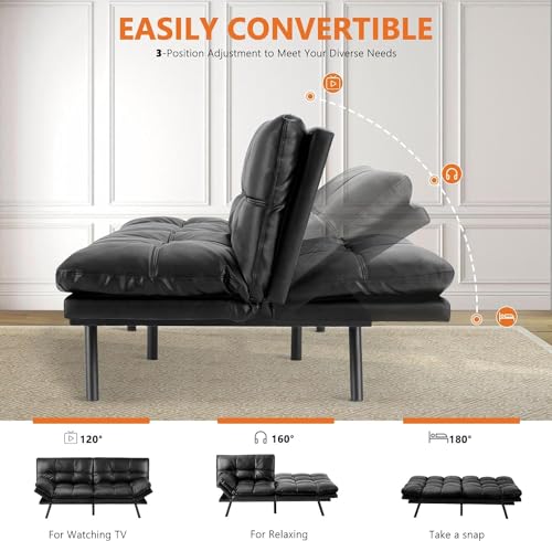 DUMOS Memory Foam Convertible Sofa Bed - Black