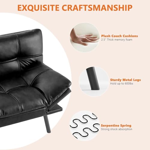 DUMOS Memory Foam Convertible Sofa Bed - Black