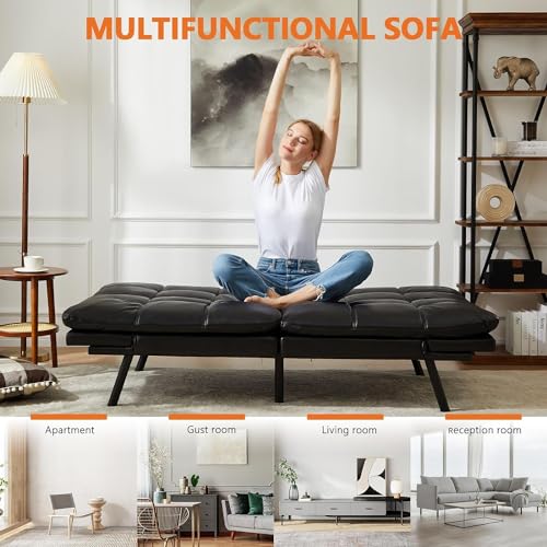 DUMOS Memory Foam Convertible Sofa Bed - Black
