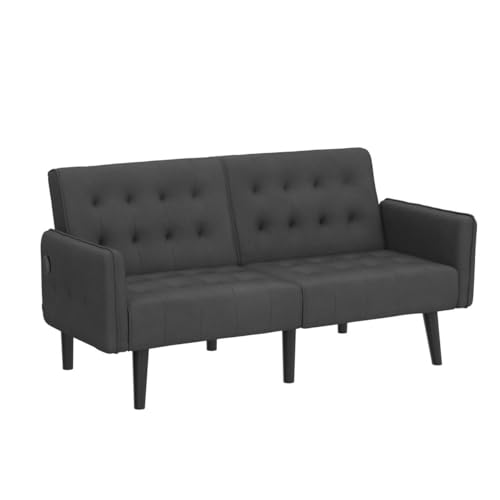 Modern Convertible Futon Sofa Bed with USB Ports