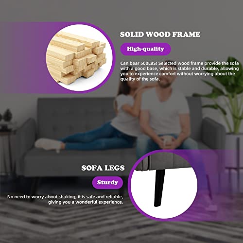 Modern Convertible Futon Sofa Bed with USB Ports