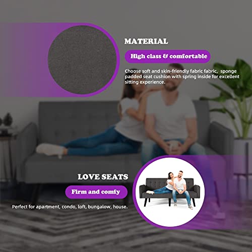 Modern Convertible Futon Sofa Bed with USB Ports