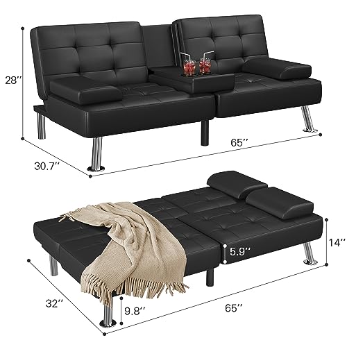 Shahoo Convertible Futon Sofa Bed in Black
