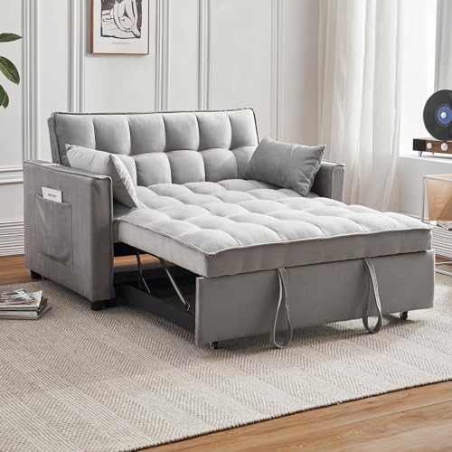 55.5'' Modern Convertible Velvet Sleeper Sofa