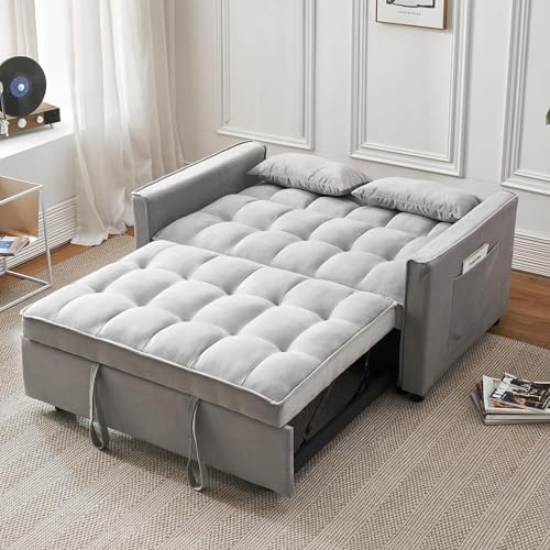 55.5'' Modern Convertible Velvet Sleeper Sofa