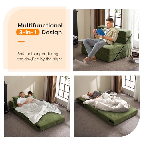 VINGLI Versatile Futon Sofa Bed with Pillows