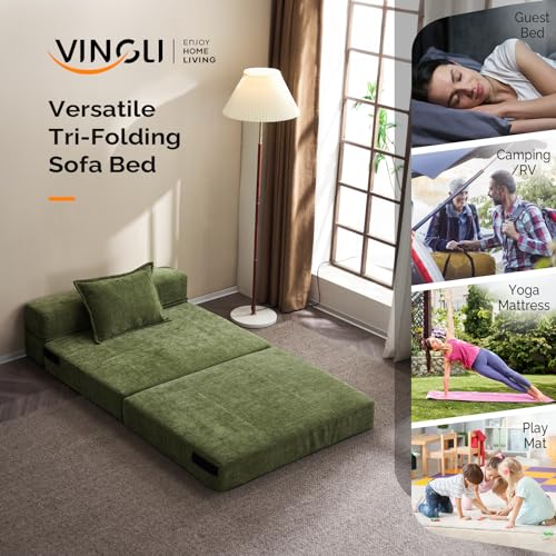 VINGLI Versatile Futon Sofa Bed with Pillows