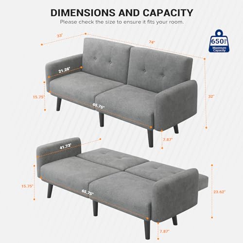 Vesgantti Convertible Futon Sofa Bed - Ash Blue