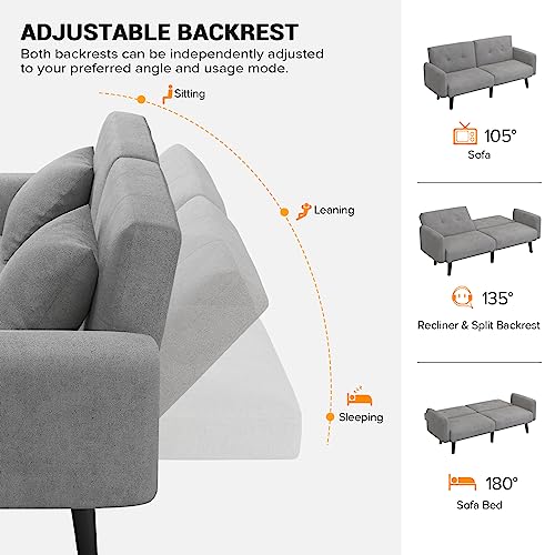 Vesgantti Convertible Futon Sofa Bed - Ash Blue