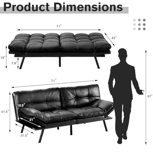 DUMOS Modern Convertible Memory Foam Futon Sofa