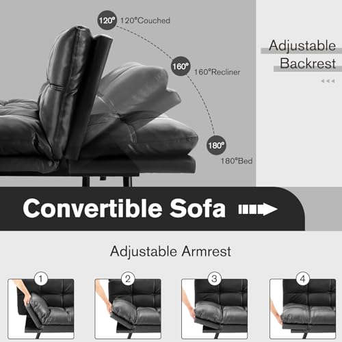 DUMOS Modern Convertible Memory Foam Futon Sofa