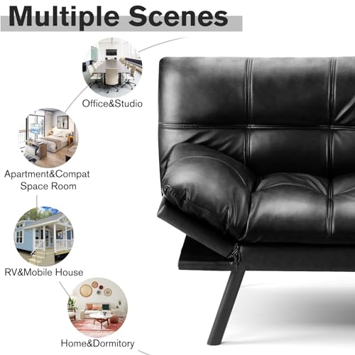 DUMOS Modern Convertible Memory Foam Futon Sofa