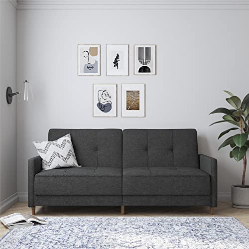 Andora Mid-Century Grey Linen Sofa Bed Couch