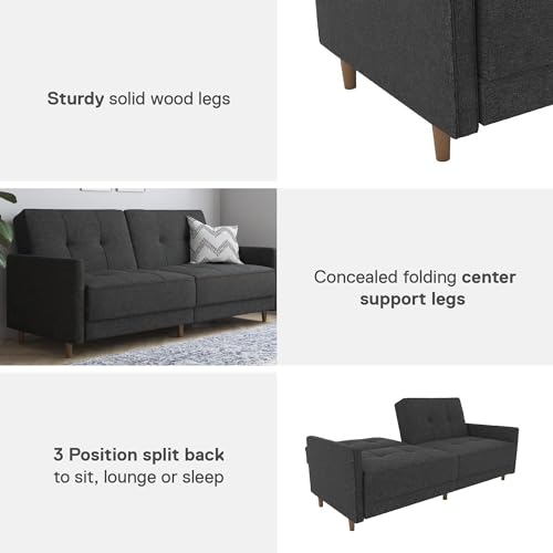 Andora Mid-Century Grey Linen Sofa Bed Couch