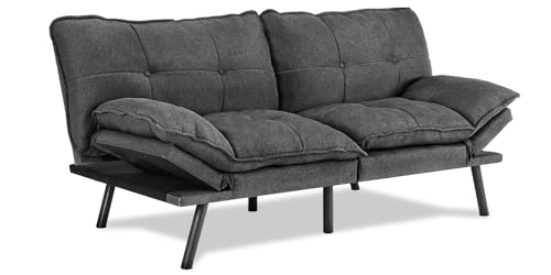 Convertible Dark Grey Futon Sofa Bed Couch