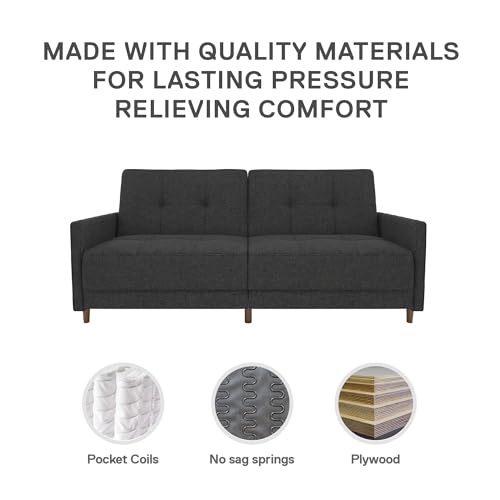 Andora Mid-Century Grey Linen Sofa Bed Couch