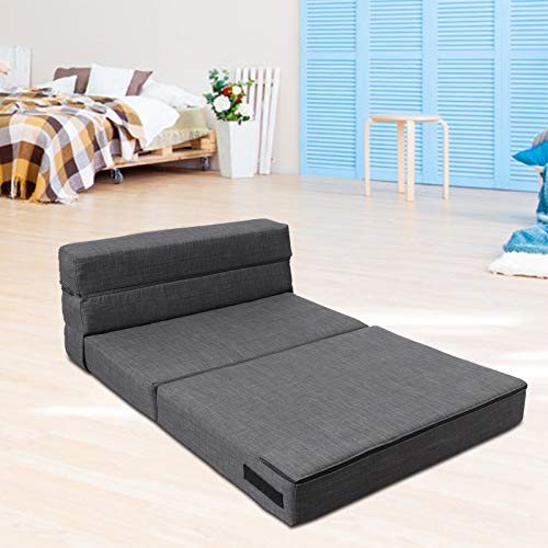 Convertible Memory Foam Folding Sofa Bed in Dark Gray