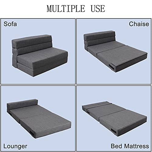 Convertible Memory Foam Folding Sofa Bed in Dark Gray