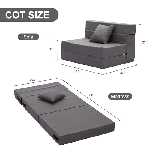 Kingfun Folding Sofa Bed with Pillow - Dark Gray