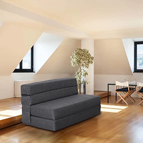 Convertible Memory Foam Folding Sofa Bed in Dark Gray