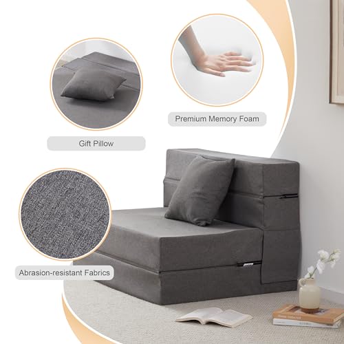 Kingfun Folding Sofa Bed with Pillow - Dark Gray