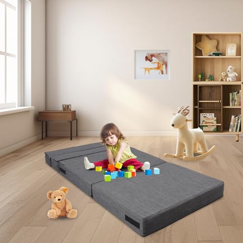 Convertible Memory Foam Folding Sofa Bed in Dark Gray