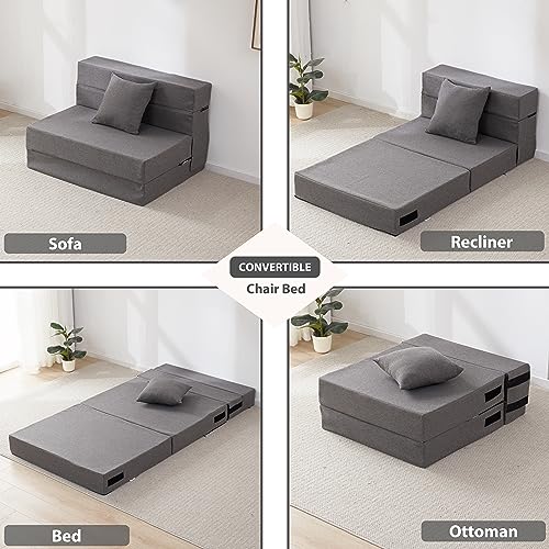 Kingfun Folding Sofa Bed with Pillow - Dark Gray