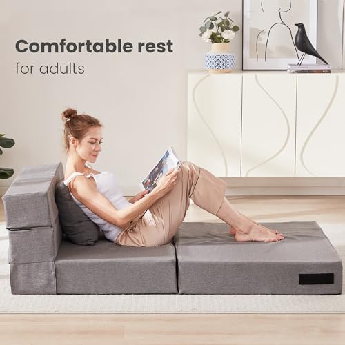 Kingfun Folding Sofa Bed with Pillow - Dark Gray