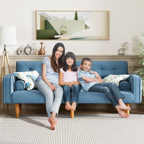 Convertible Futon Sectional Sleeper Couch, Sea Blue, Small