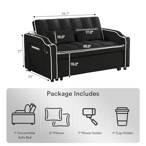 Black Full Size Rovibek Sofa Bed