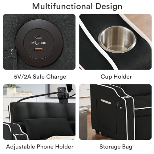 Black Full Size Rovibek Sofa Bed