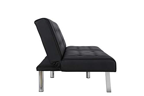 DHP Emily Black Faux Leather Futon Sofa