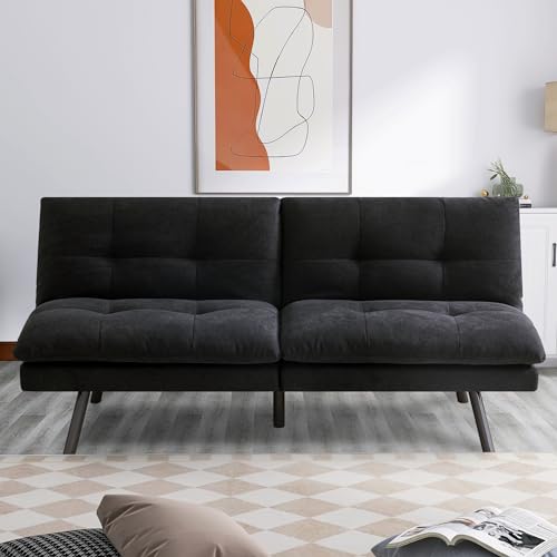 Compact Memory Foam Futon Sofa Bed - Black