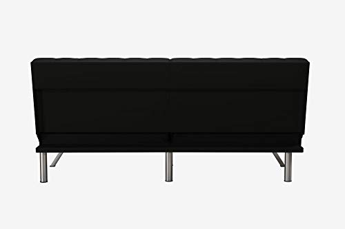 DHP Emily Black Faux Leather Futon Sofa