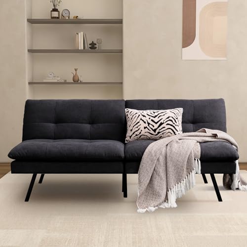 Compact Memory Foam Futon Sofa Bed - Black