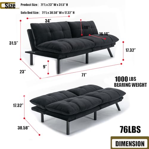 Convertible Futon Sofa Bed for Small Spaces
