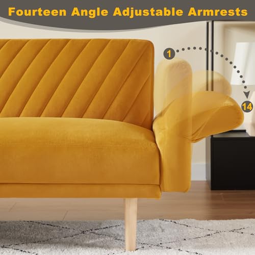 Modern Velvet Convertible Sofa Bed with Pillows