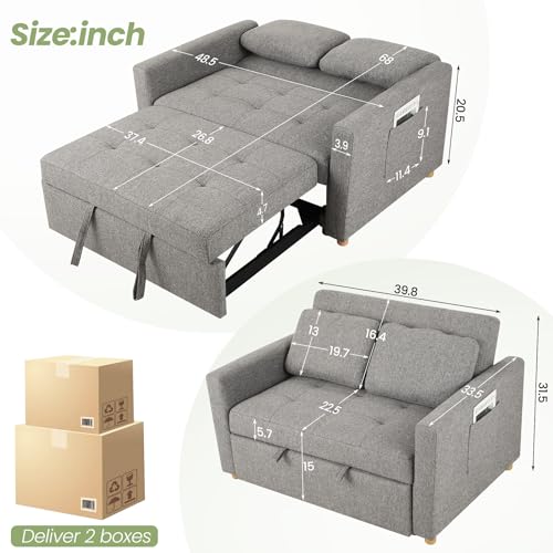 Gray Convertible 3-in-1 Sleeper Sofa Bed