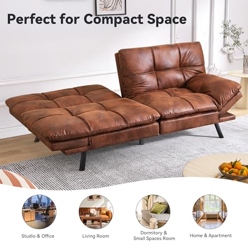 Modern Faux Leather Convertible Futon Sofa Bed