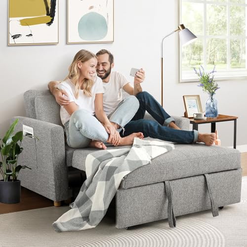 Gray Convertible 3-in-1 Sleeper Sofa Bed