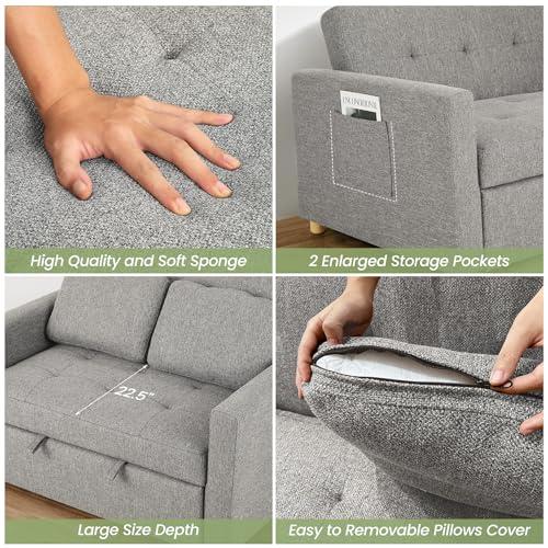 Gray Convertible 3-in-1 Sleeper Sofa Bed