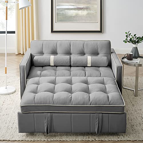 Convertible Velvet Sleeper Sofa with Adjustable Backrest