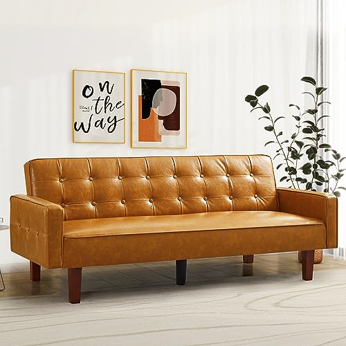 Modern Convertible Faux Leather Sofa Bed
