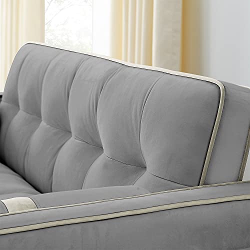 Convertible Velvet Sleeper Sofa with Adjustable Backrest