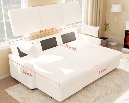 Ucloveria 84" L-Shaped Sleeper Sofa with Chaise