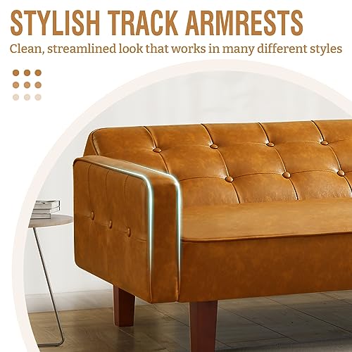 Modern Convertible Faux Leather Sofa Bed