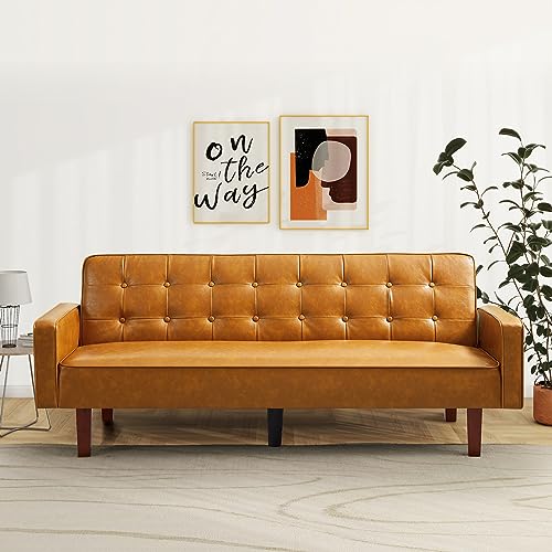 Modern Convertible Faux Leather Sofa Bed