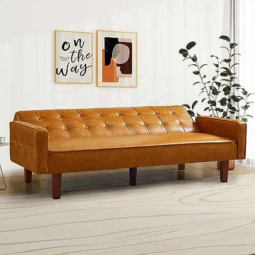 Modern Convertible Faux Leather Sofa Bed