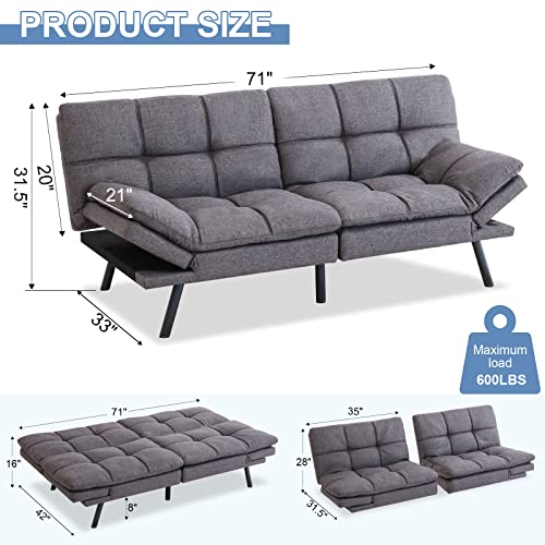 Dark Grey Memory Foam Convertible Sofa Bed